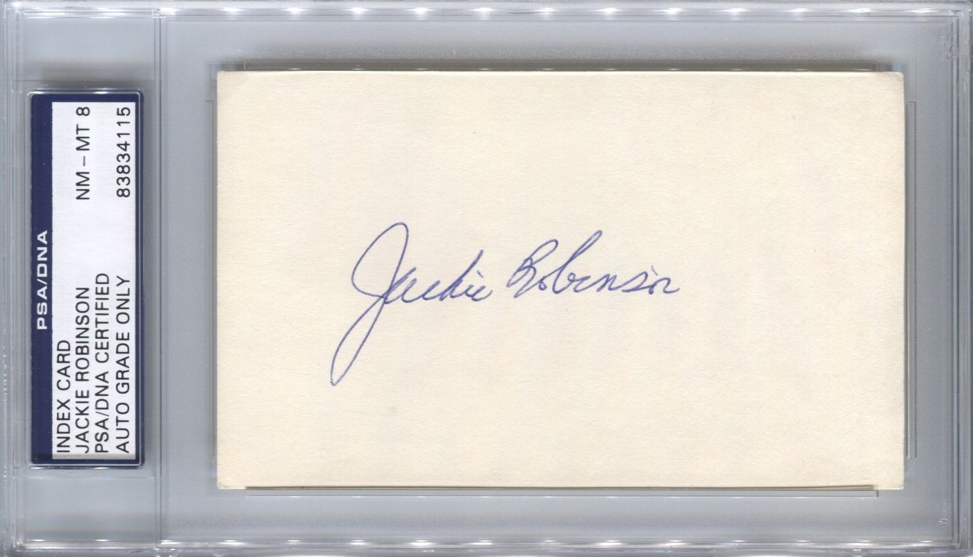 Lot Detail - Jackie Robinson signed 3x5 Index Card PSA/DNA 8 NM-MT