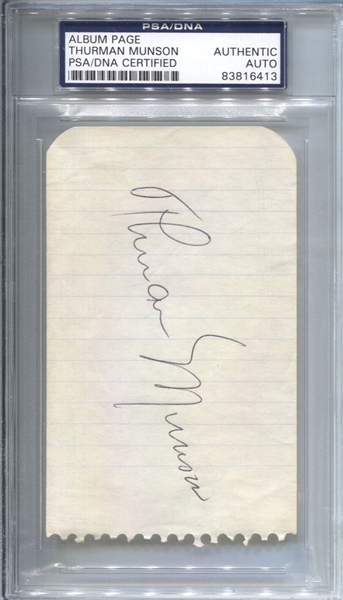 Lot Detail - Thurman Munson Signed Lined Album Page PSA/DNA