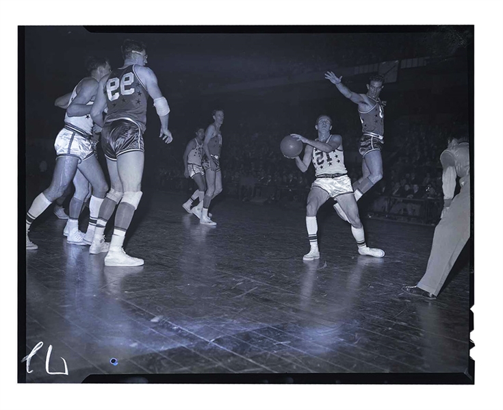 1951 FIRST NBA ALL-STAR GAME NEGATIVE WITH GEORGE MIKAN & DICK MCGUIRE