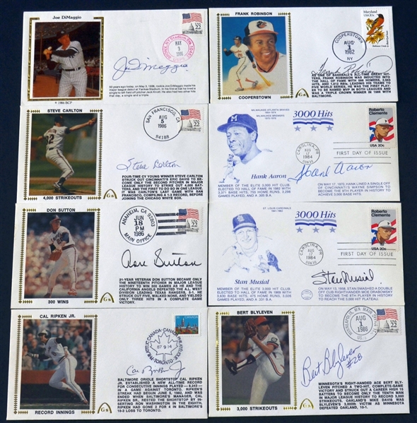 Group of 19 Baseball Hall of Fame Signed Gateway & Z-Silk Cachets Postal Covers - DiMaggio