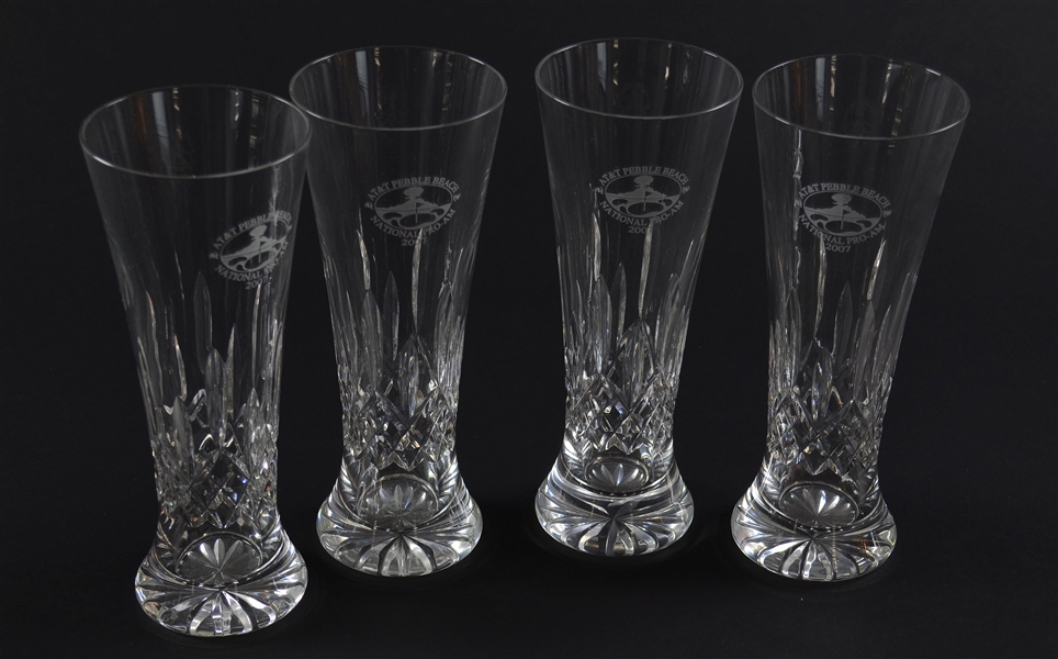 Set of 4 Pebble Beach Pro-Am Golf Tournament 2007 Waterford Crystal Pilsner Glasses – Mark Brooks Collection