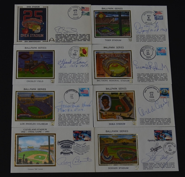 Collection of 24 Autographed Baseball Gateway & Z-Silk Cachets Postal Covers