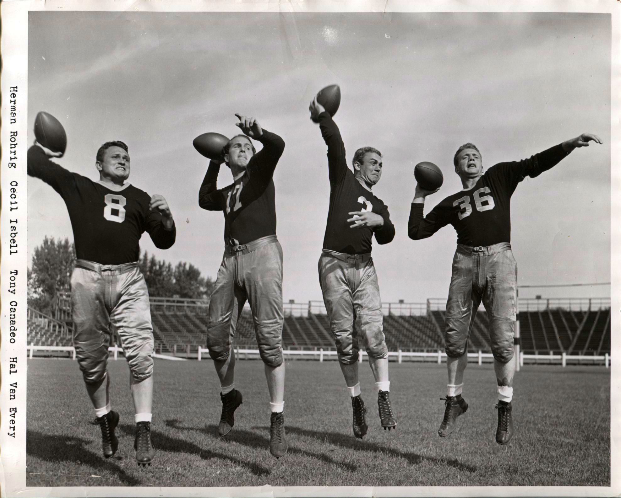 Lot Detail - Rohrig - Cecil Isbell - Tony Canadeo HOF & Hal Van Every 1941  Original Photo Packers QB's