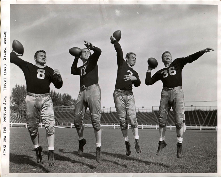 Rohrig - Cecil Isbell - Tony Canadeo HOF & Hal Van Every 1941 Original Photo Packers QB’s