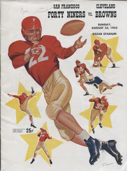 Vietnam War Casualty – Don Steinbrunner signed 1953 Browns vs 49’ers NFL football program