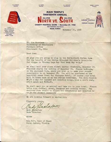 Andy Gustafson typed letter Signed College Football HOF D. 1979