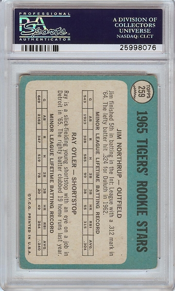 Jim Northrup Autographed 1965 Topps Rookie Card #259 Detroit Tigers SK — RSA