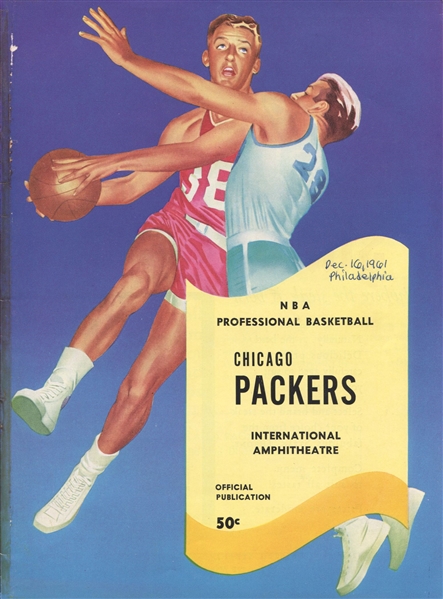 1961 Chicago Packers vs Warriors NBA basketball program – Wilt Chamberlain 50 Points