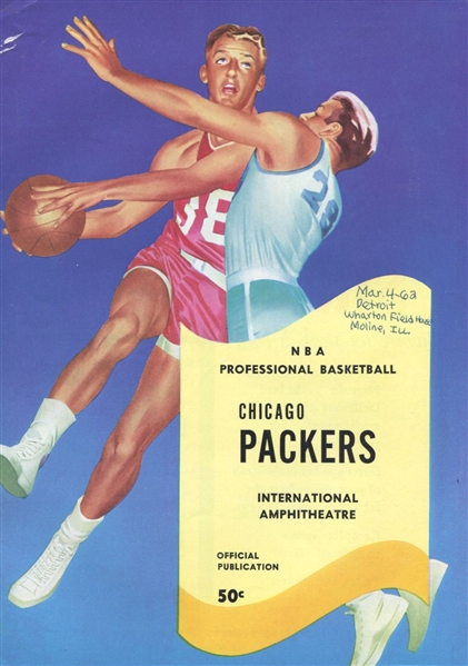 1962 Chicago Packers vs Detroit Pistons NBA basketball program 1st year team