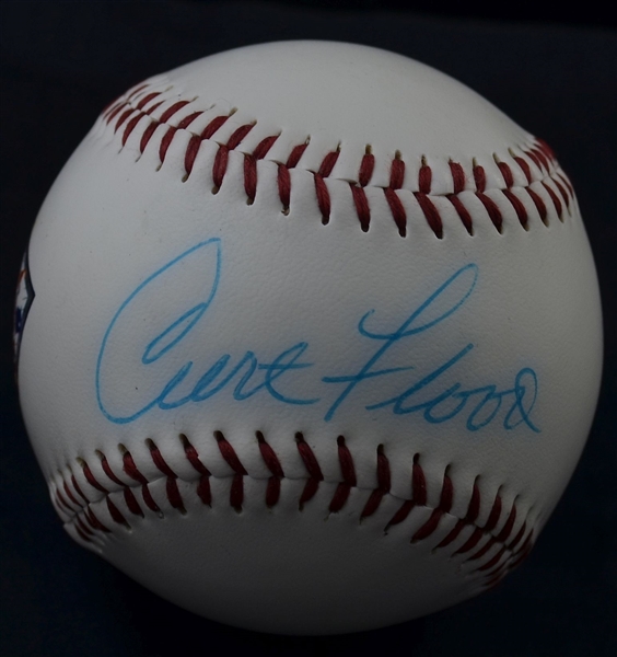 Curt Flood Single Signed Baseball St. Louis Cardinals