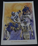 Los Angeles Rams “Fearsome Foursome” Autographed Color Litho Print
