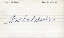 Fred Clarke signed 3x5 Index card Baseball HOF D. 1960
