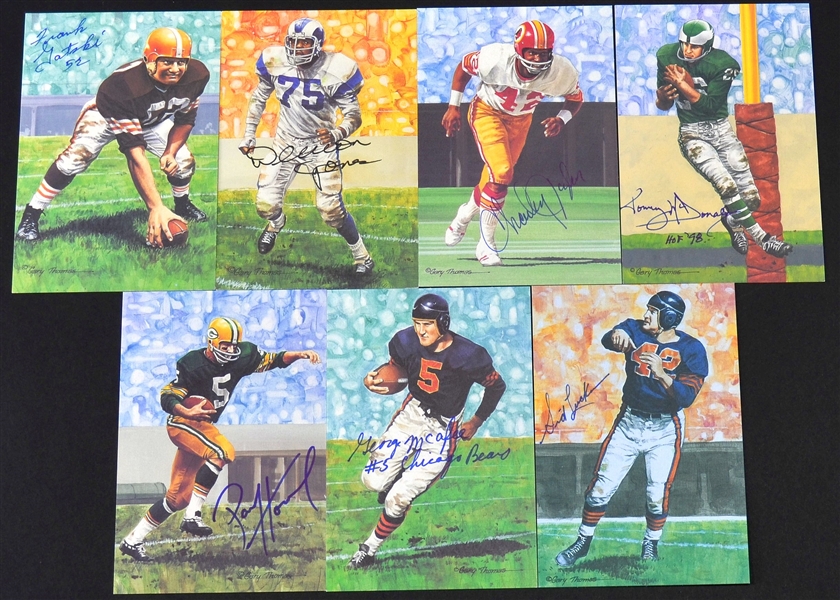 Lot of 7 Signed Goal Line Art Cards – Pro Football HOF