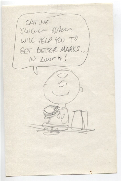 Peanuts – Charlie Brown - Original Butternut Bread Hand Drawn Sketch by Charles Schulz