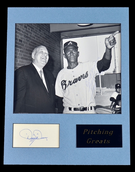 Satchel Paige & Dizzy Dean Hall of Fame Pitching Greats Signed Photo Display