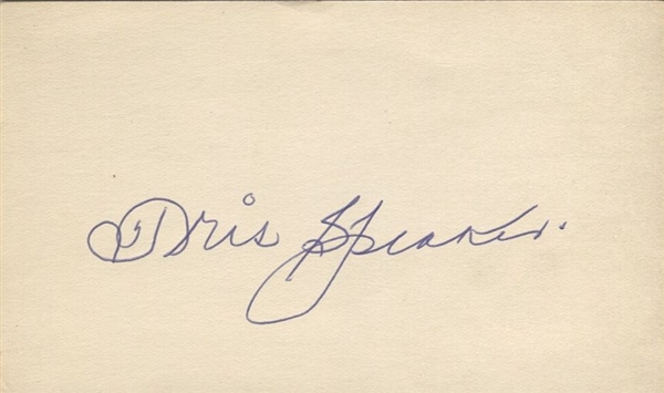 Tris Speaker Signed 3x5 Index Card HOF D. 1958