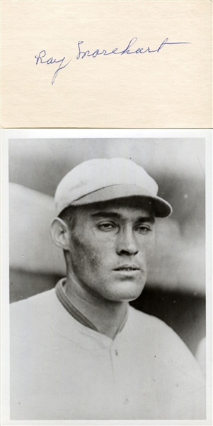Ray Morehart signed 3x5 index card 1927 Yankees