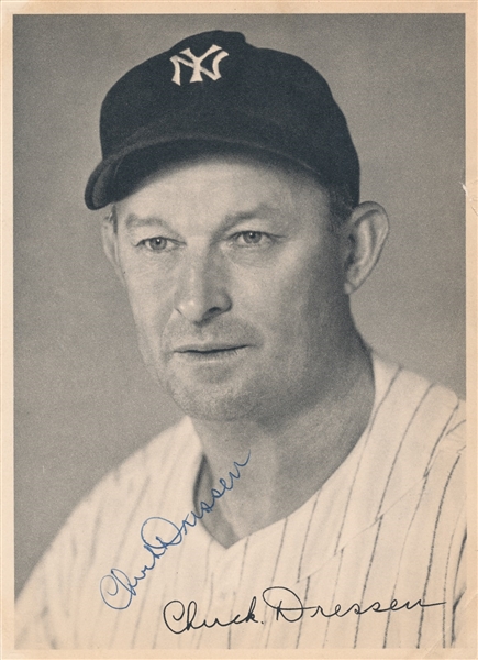 Chuck Charlie Dressen Signed AUTO Photo Yankees Dodgers D. 1966