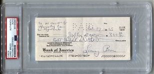 Lenny Bruce Signed Personal Check for Legal bills Greatest Comedian of All Time PSA/DNA