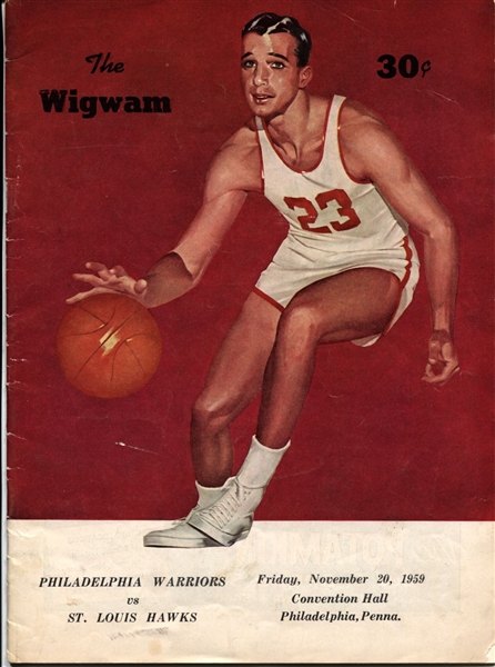 11-20-1959 Wilt Chamberlain’s 11th NBA Game Warriors vs St. Louis Hawks Basketball Program