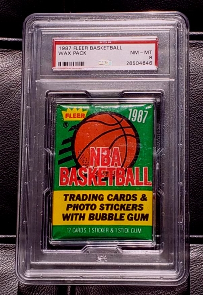 1987 Fleer Basketball Unopened Wax Pack Jordan 2nd Year? PSA 8 NM-MT 
