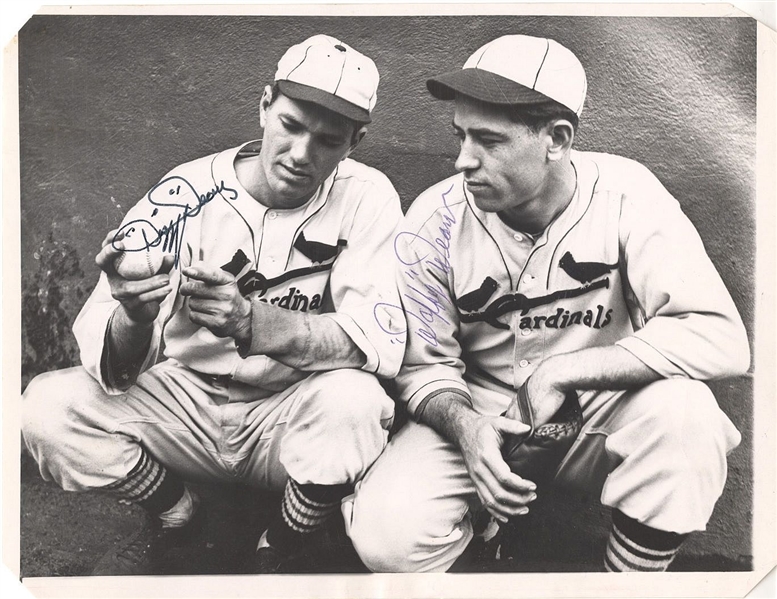 Dizzy and Daffy Dean St. Louis Cardinals Signed AUTO 7x9 photo JSA LOA