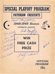 1948-49 Paterson Crescents vs Bridgeport Newfields ABL Basketball Playoff Program Signed AUTO by 10 /w Dick Murphy