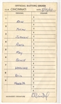 July 29, 1969 Cincinnati Reds Official Batting Order Lineup Card (vs. Montreal Expos) Signed by Dave Bristol 