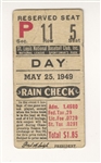 May 25, 1949 St. Louis Cardinals vs Boston Braves Ticket Stub Howie Pollet Shutout 