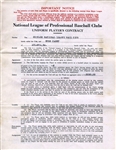 Hugh Casey (D.1951) Signed AUTO 1936 Chicago Cubs Baseball Contract w/ Phillip Wrigley