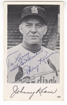 Johnny Keane Signed AUTO team issued early 1960’s St. Louis Cardinals Postcard Sized Photo