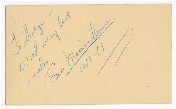 Bill Mosienko Signed AUTO GPC Chicago Blackhawks Hockey HOF postmarked 1949