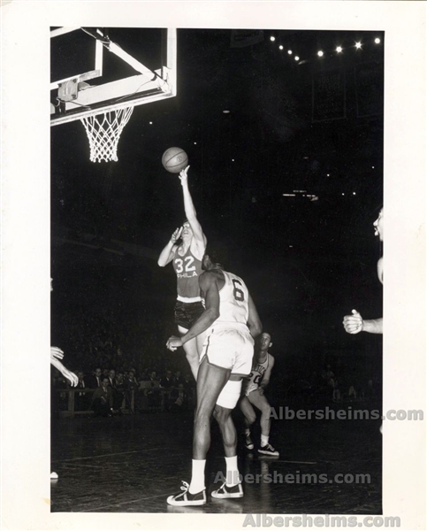 1966 Billy Cunningham Shooting on Bill Russell Sixers vs Celtics Original TYPE 1 photo