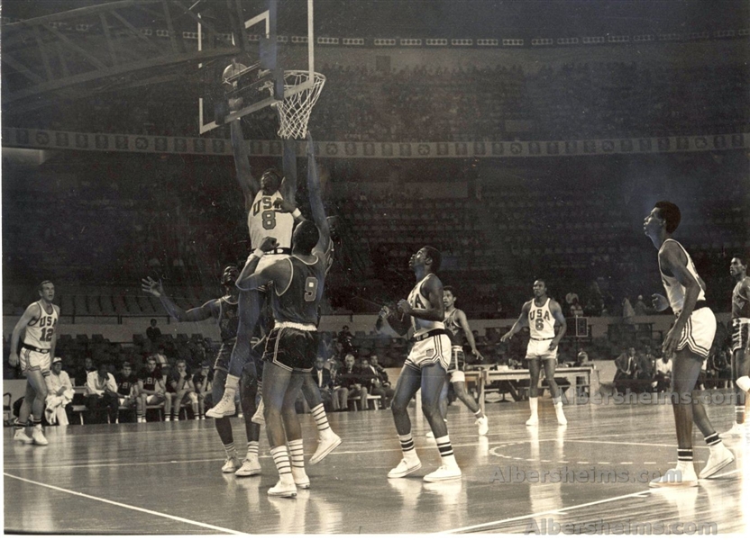 1968 Olympic Basketball Team Spencer Haywood Going to the Net Over Panama original TYPE 1 Photo