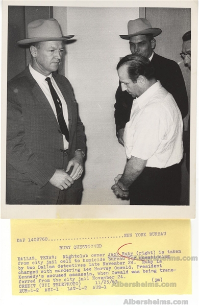 Jack Ruby – Lee Harvey Oswald’s Killer taken for Questioning Original Press Photo