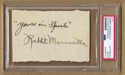 Rabbit Maranville Signed AUTO Signature page Baseball HOF D.1954 PSA/DNA