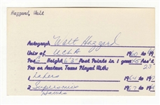 Walt Hazzard signed Auto vintage information index card 1964 Olympics UCLA NCAA champs D.2011