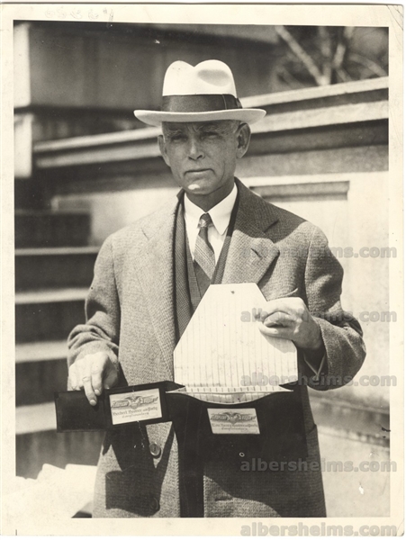 1930 Clark Griffith Washington Senators HOFer Holds Up Passes for President Herbert Hoover Original TYPE 1 photo PSA LOA