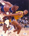 Patrick Ewing NY Knicks Basketball HOF Signed AUTO 8x10 photo vs Byron Scott PSA/DNA COA