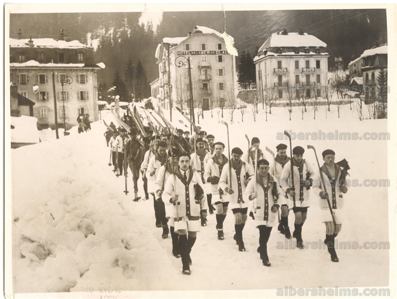 1924 French Olympic Team, "Marching to the Games" Ski and Hockey Team Original  TYPE 1 Photo PSA/DNA LOA