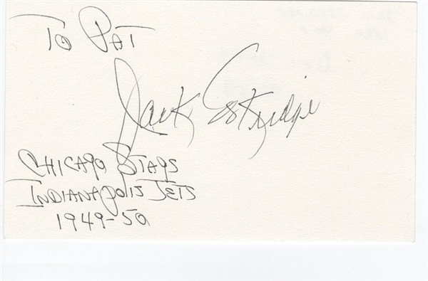Jack Eskridge Signed AUTO 3x5 index card 1940’s NBA U of Kansas Assistant coach Dallas Cowboys D.2013