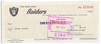 George Buehler Signed AUTO 1977 Oakland Raiders payroll Check 