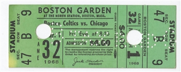 1968 Boston Celtics 94 Chicago Bulls 87 NBA Basketball Full ticket Bill Russell 23 TRBs