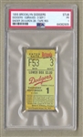1955 Brooklyn Dodgers vs Milwaukee Braves 9/1 Ticket Stub Roy Campanella Banner Day Hank Aaron 2B PSA