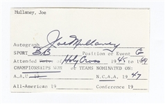 Joe Mullaney Signed AUTO 3x5 Index Info Page Card Boston Celtics – Lakers Coach ABA Basketball
