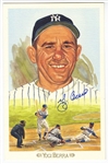 Yogi Berra Perez Steele Celebration Postcard Yankees HOF BAS COA