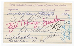 Olympic Decathlon Gold & Silver Medalists Multi-Signed 3x5 Index Card 1924-68 by 5 with Harold Osborn