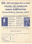 1951 College All-Americans Harlem Globetrotters Handbill Advertising Ticket Form
