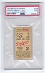 1954 Brooklyn Dodgers vs Mil Braves 8/2 –Jackie Robinson 2 for 4 Ticket Stub PSA Pop 1
