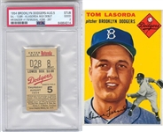 1954 Brooklyn Dodgers vs Cardinals 8/5 Ticket Stub – Tommy Lasorda MLB Debut Musial Snider HRs PSA 